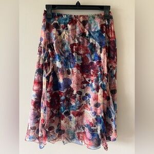 Chanel Floral Multicolor Sheer Skirt
